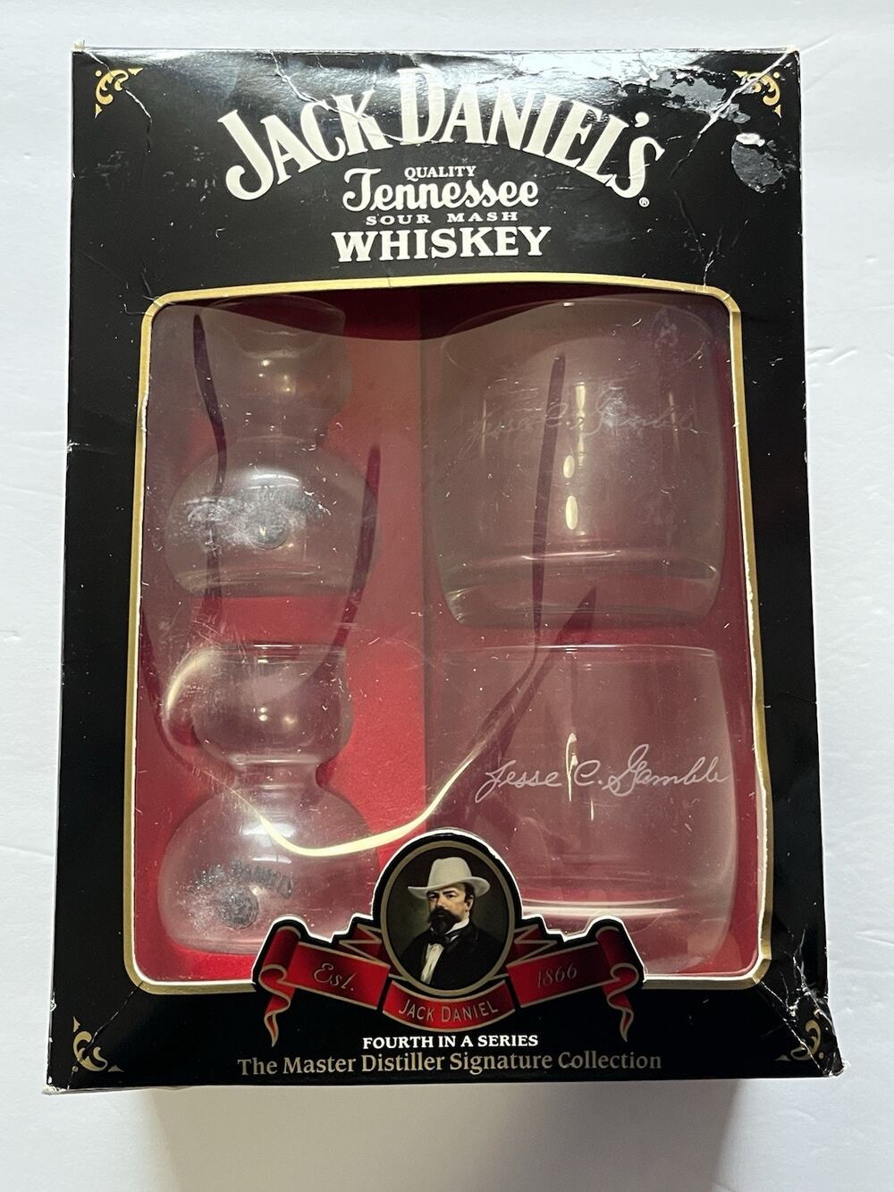 Vintage Jack Daniel’s Old No. 7 Jesse Gamble Signature Glass Set Sealed NOS